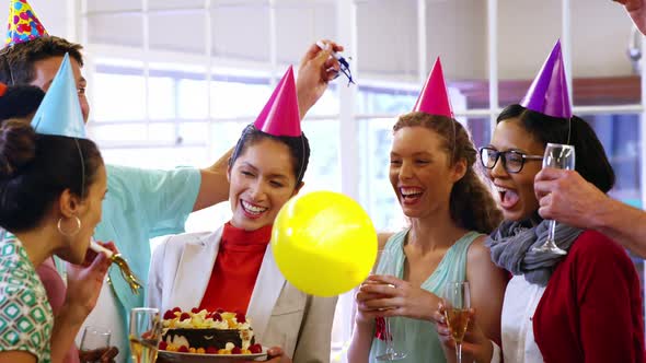 Business executives celebrating birthday