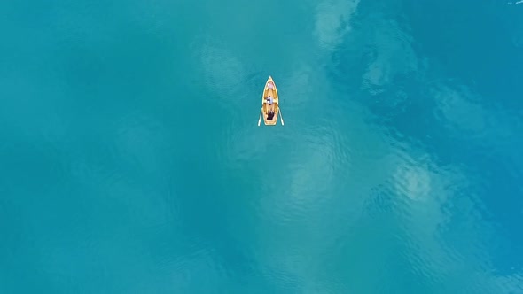 Boat in the Middle of Slovenia Lake