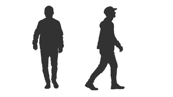 Silhouette of Walking Man in Cap