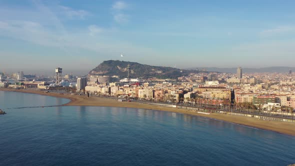 Aerial View on Barcelona From the Seaside