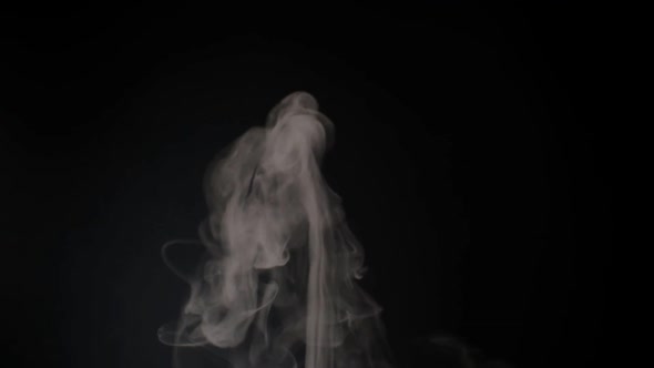 Slow motion of white smoke, fog, mist, vapor on a black background.