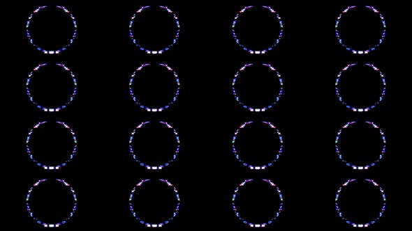 animated circle shape of colorful flashing lights, on black background