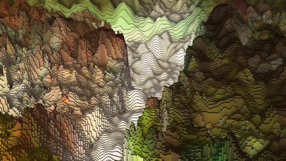 Abstract 3D Landscape Animation With Colorful Cubes