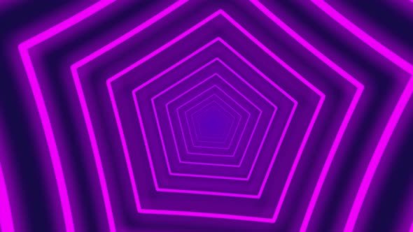 Loopable abstract digital neon polygon tunnel background. 4K futuristic sparkling animation pattern