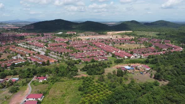 Aerial view palm oil plantation