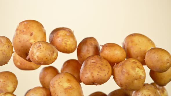 Super Slow Motion Shot of Flying Potatoes at 1000 Fps