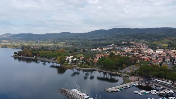 Bolsena City by Lake Aerial View