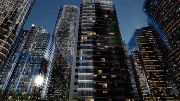 City Skyscrapers at Night with Dark Sky alt