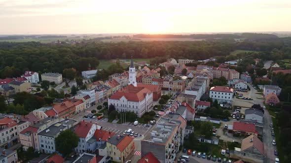 Cityscape of Small European Town Aerial View