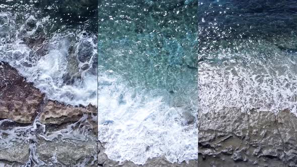 Three in One Vertical Video of the Sea Near the Shore