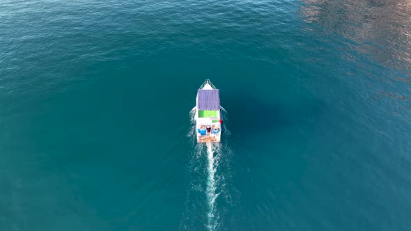 Fishing Near The Shore Sea Aerial View 4 K