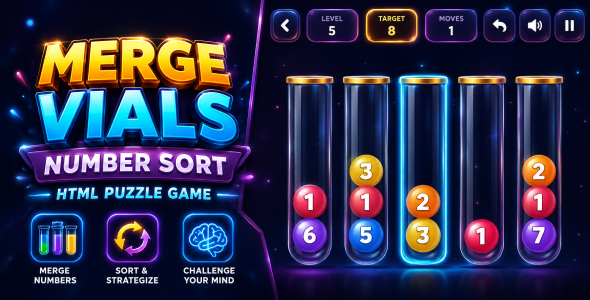 Merge Vials - Number Sort and Merge Puzzle HTML5 Game