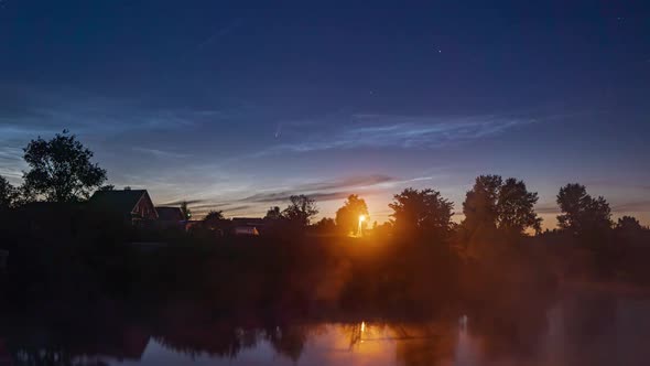  in the Night Sky with Silvery Clouds, a Beautiful Night Time Lapse