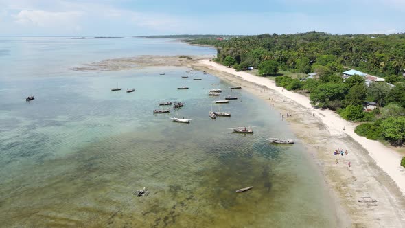 Zanzibar Tanzania  Boats on Ocean Water Near the Shore