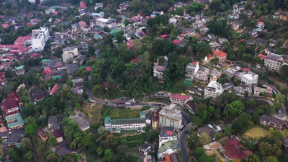 Aerial view of Kendy, a small town in Sri Lanka