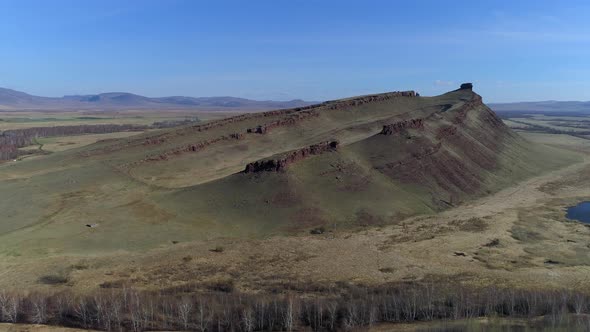 Panoramic View Of Mountain Landscape And Steppe