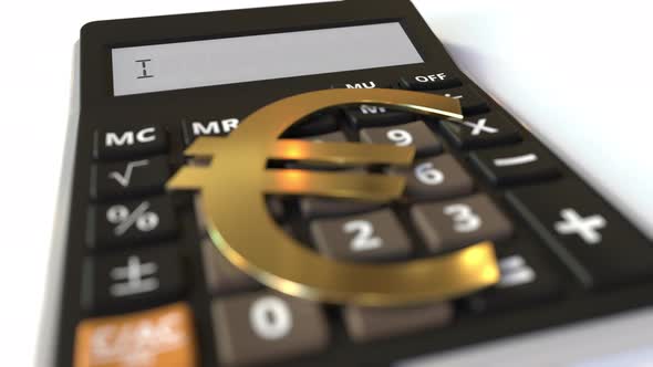 INVEST Text on Calculator Display and Euro Currency Symbol alt