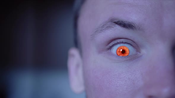 Boy with Red Eye and Zoom Inside It