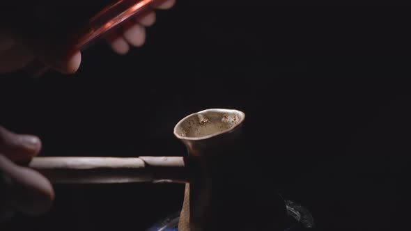 Traditional turkish coffee at night