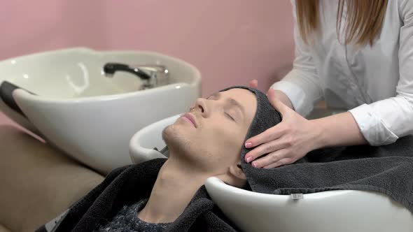 Barber Wiping Head with Towel