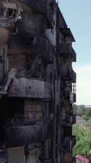 Vertical Video of War in Ukraine  Destroyed House