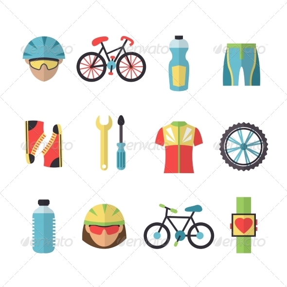 Bicycle Sports Icons Set