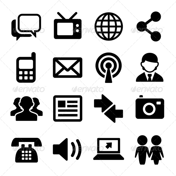 Communication and Social Icons Set Vector