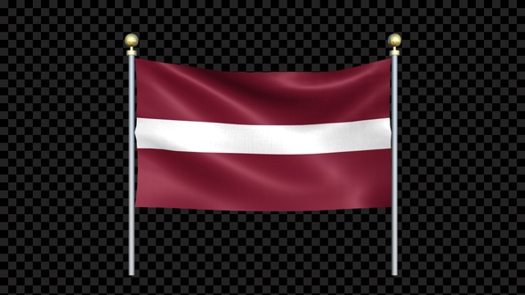 Latvia Flag Waving In Double Pole Looped