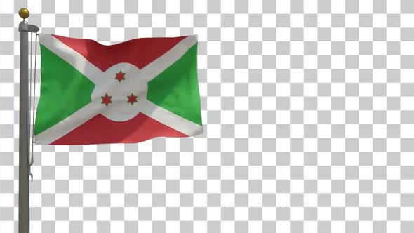 Burundi Flag on Flagpole with Alpha Channel