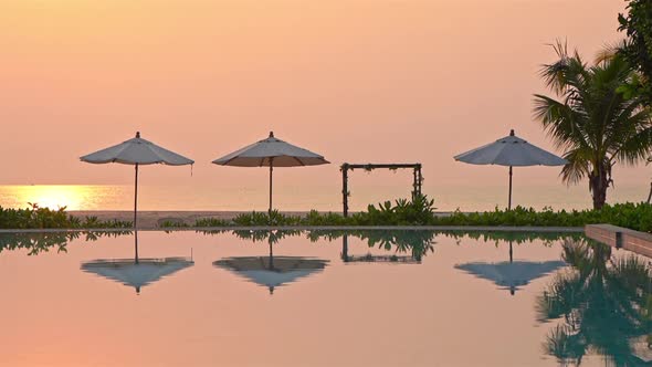 Outdoor swimming pool in hotel resort for vacation