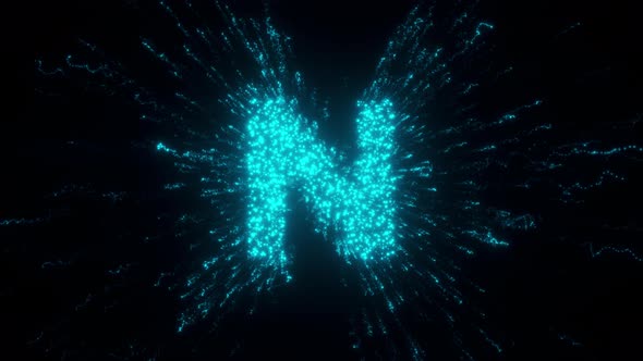 N Letter With Futuristic Particles 4k