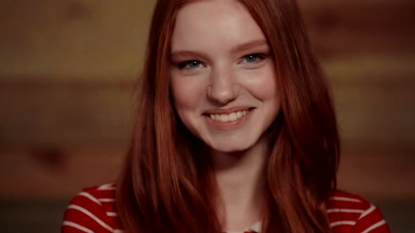 Beautiful Redhead Girl Showing Different Emotions