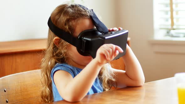 Girl using virtual reality headset