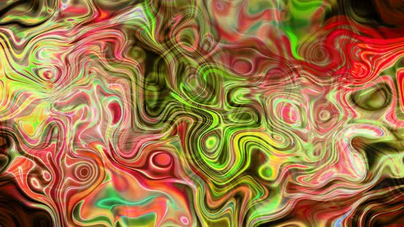 Green White Red Color Abstract Silky Ink Liquid Animated Background