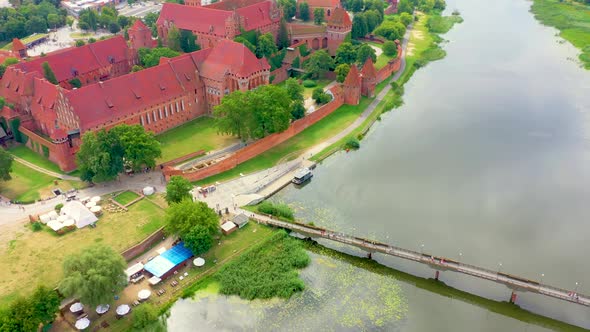 Malbork on the Nogat river the largest medieval brick castle from the bird's eye view