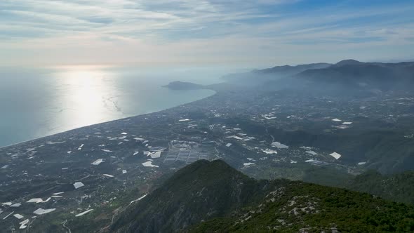 View of the city from the mountain aerial view 4 K