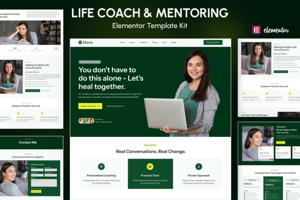 Marie – Life Coach &  Mentoring Elementor Template Kit