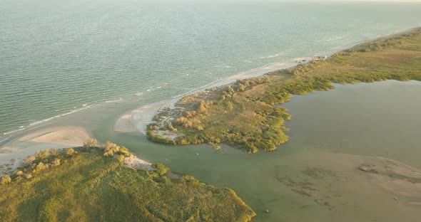 Aerial View of Tuzly Estuary National Nature Park Near By Black Sea Coast, Ukraine