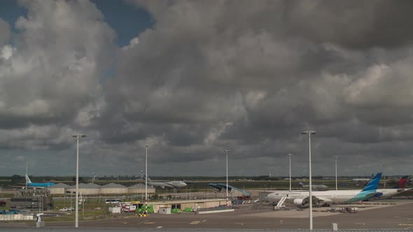 Timelapse of clouds over Amsterdam Airport