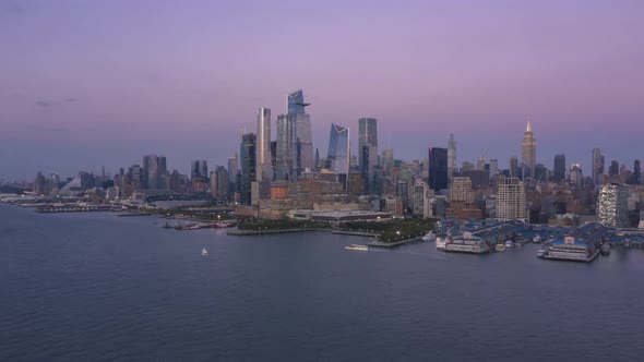 Hudson Yards time-lapse aerial sunset