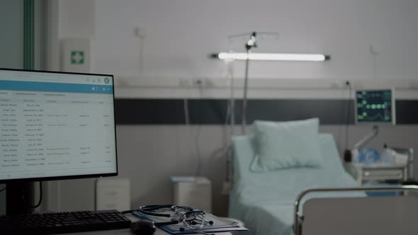 Nobody in Hospital Ward with Bed for Patient Healthcare