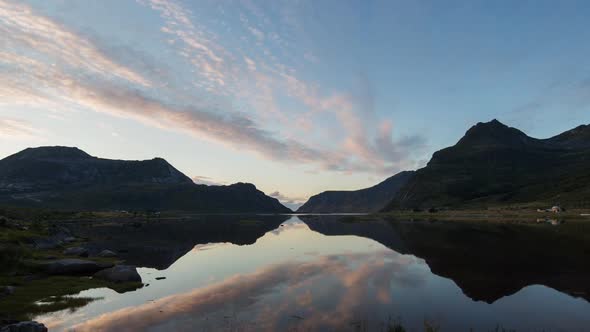 sunset lake water norway nature timelapse lofoten