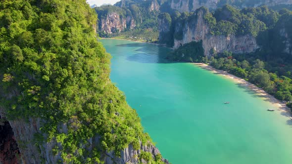 Railay Beach Krabi Thailand Tropical Beach of Railay Krabi Panoramic View of Idyllic Railay Beach in