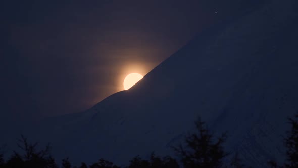 Full Moonrise Over the Tolbachik Volcano, Kamchatka Peninsula, Russia