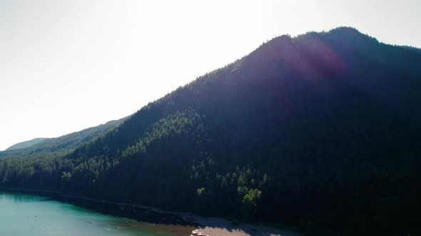 Rising Aerial Of Popular Tourist Hiking Trail And Outdoor Recreation Near Seattle Washington