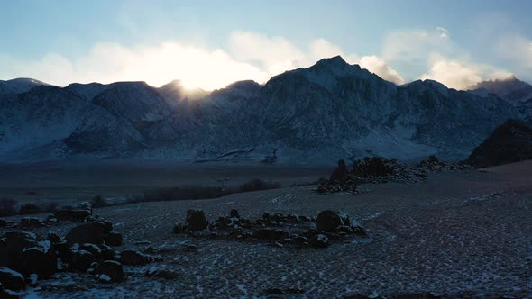 Quiet Mountain Scenery In The Sunset - wide shot