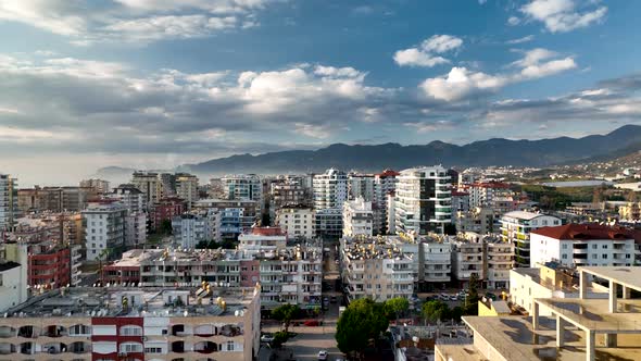 Colorful City Aerial View 4 K Alanya Turkey