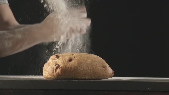 Closeup of Fresh Baked Bread on the Wooden Table