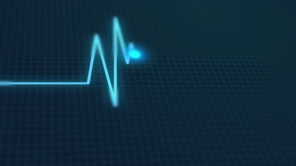 Digital Medical Heartbeat Blue Lignting Lines 4K