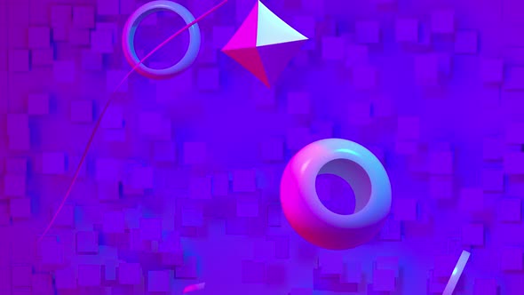 Geometric shapes in neon lighting